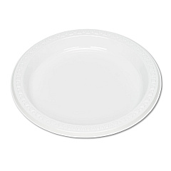Tablemate Plastic Dinnerware, Plates, 7" dia, White, 125/Pack (7644WH)