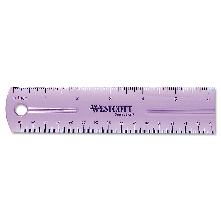 Westcott 12" Jewel Colored Ruler, Standard/Metric, Plastic (12975)
