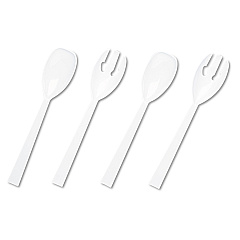 Tablemate Table Set Plastic Serving Forks and Spoons, White, 24 Forks, 24 Spoons per Pack (W95PK4)