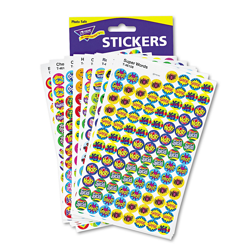 TREND SuperSpots and SuperShapes Sticker Variety Packs, Positive Praisers, Assorted Colors, 2,500/Pack (T1945)