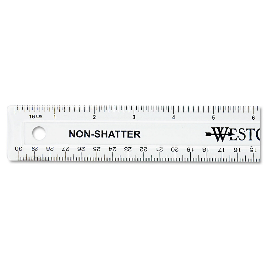 Westcott Non-Shatter Flexible Ruler, Standard/Metric, 12" Long, Plastic, Clear (13862)