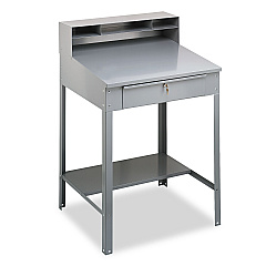 Tennsco Open Steel Shop Desk, 34.5" x 29" x 53.75", Medium Gray (SR57MG)