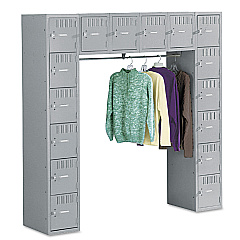 Tennsco Sixteen Box Compartments and Coat Bar, 72w x 18d x 72h, Medium Gray (SRS721872AMG)