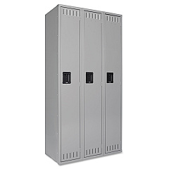 Tennsco Single Tier Locker, Three Units, 36w x 18d x 72h, Medium Gray (STS121872CMG)