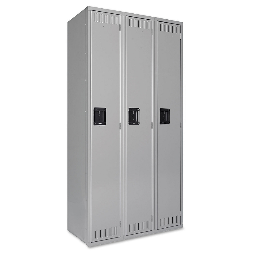 Tennsco Single Tier Locker, Three Units, 36w x 18d x 72h, Medium Gray (STS121872CMG)