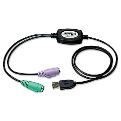 Tripp Lite USB to PS/2 Adapter for Keyboard and Mouse, USB-A Male to 2 x PS/2 Female, 18" (B015000)