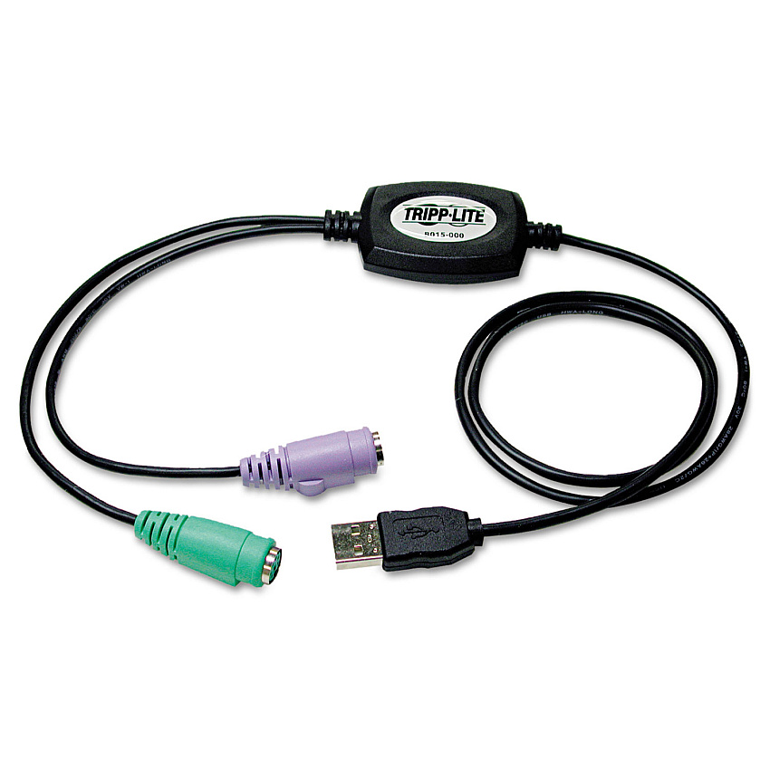 Tripp Lite USB to PS/2 Adapter for Keyboard and Mouse, USB-A Male to 2 x PS/2 Female, 18" (B015000)