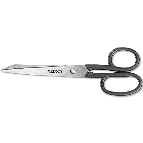 Westcott Kleencut Stainless Steel Shears, 8" Long, 3.75" Cut Length, Black Straight Handle (19018)