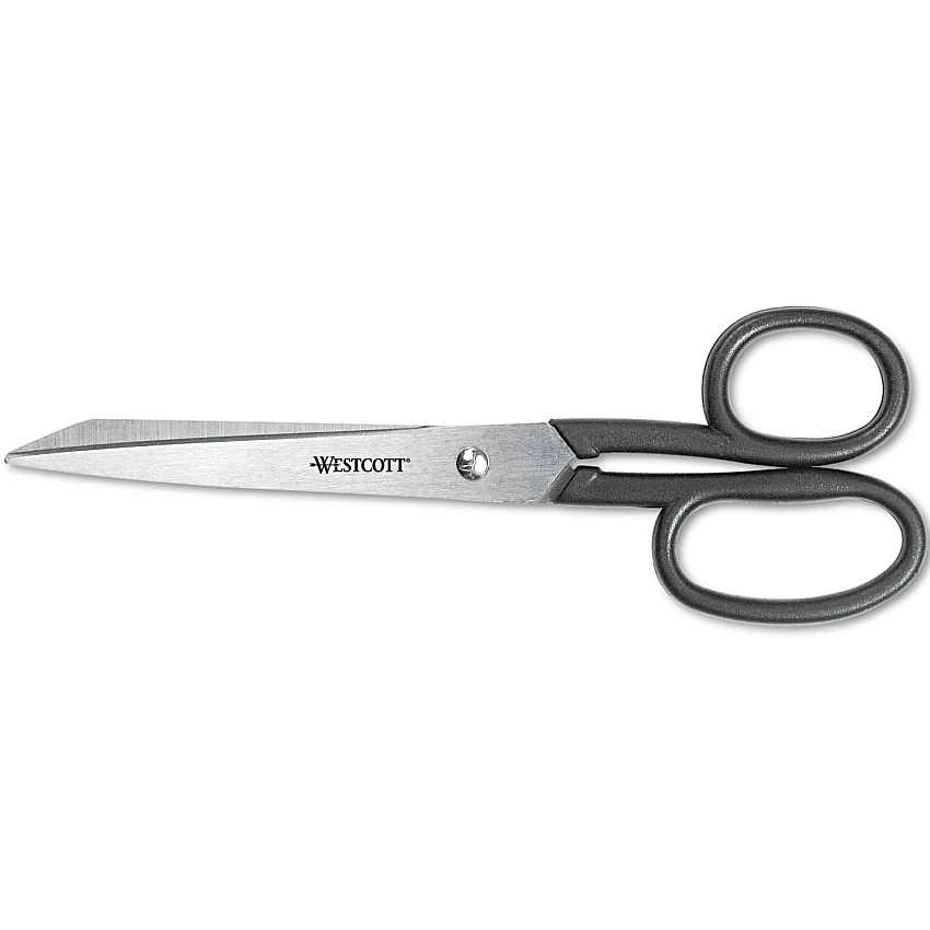 Westcott Kleencut Stainless Steel Shears, 8" Long, 3.75" Cut Length, Black Straight Handle (19018)