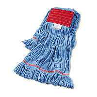 Boardwalk Super Loop Wet Mop Head, Cotton/Synthetic Fiber, 5" Headband, Large Size, Blue, 12/Carton (BWK503BLCT)