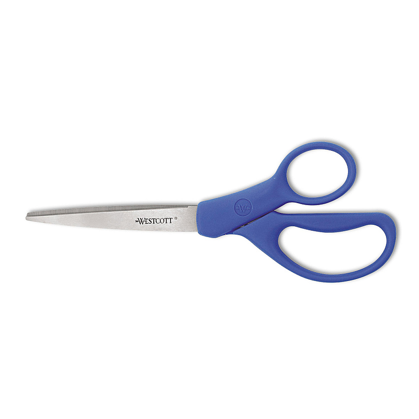 Westcott Preferred Line Stainless Steel Scissors, 8" Long, 3.5" Cut Length, Blue Straight Handle (41218)