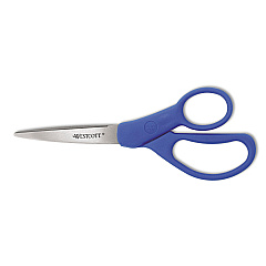 Westcott Preferred Line Stainless Steel Scissors, 7" Long, 3.25" Cut Length, Blue Offset Handle (43217)
