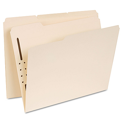 Universal Reinforced Top Tab Fastener Folders, 1 Fastener, Letter Size, Manila Exterior, 50/Box (UNV13410)