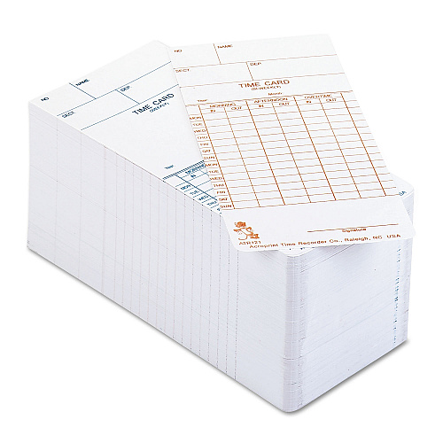 Time Clock Cards for Acroprint ATR120, Two Sides, 3.5 x 7, 250/Pack (099110000)