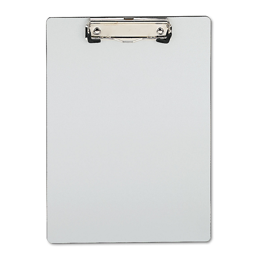 Universal Plastic Brushed Aluminum Clipboard, Portrait Orientation, 0.5" Clip Capacity, Holds 8.5 x 11 Sheets, Silver (UNV40303)