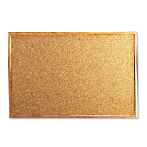 Universal Cork Board with Oak Style Frame, 36 x 24, Natural, Oak-Finished Frame (UNV43603)