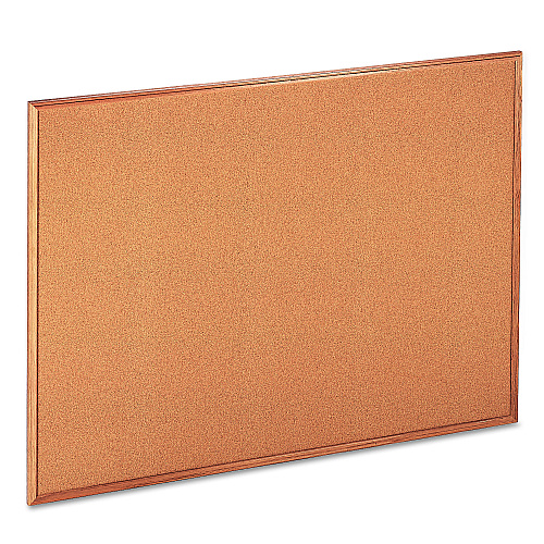 Universal Cork Board with Oak Style Frame, 48 x 36, Natural, Oak-Finished Frame (UNV43604)