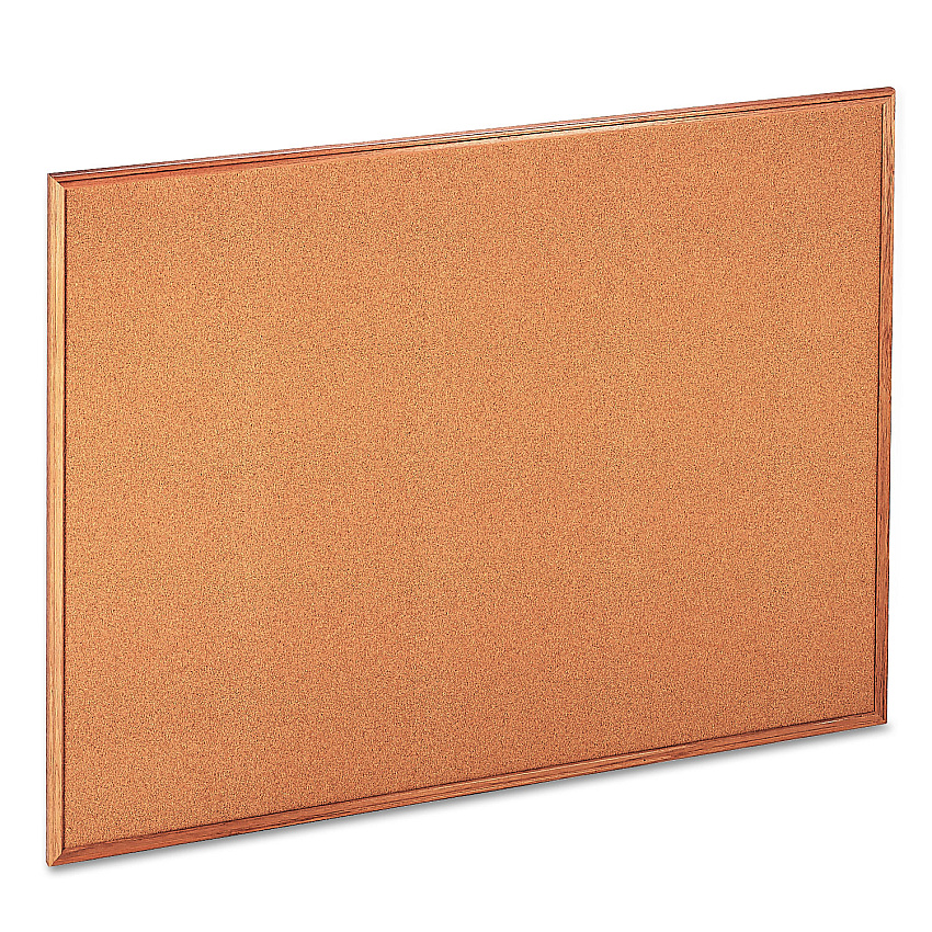 Universal Cork Board with Oak Style Frame, 48 x 36, Natural, Oak-Finished Frame (UNV43604)