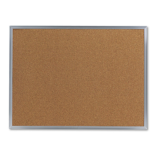 Universal Bulletin Board, Natural Cork, 24 x 18, Satin-Finished Aluminum Frame (UNV43612)