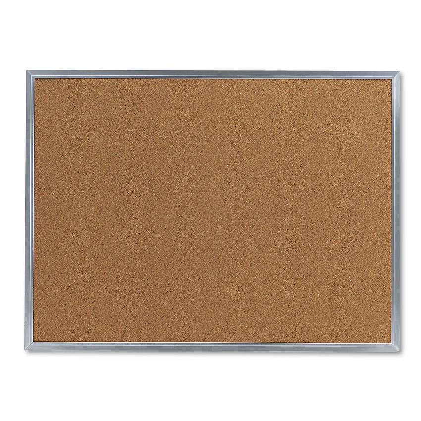 Universal Bulletin Board, Natural Cork, 24 x 18, Satin-Finished Aluminum Frame (UNV43612)