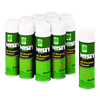 Misty Green All-Purpose Cleaner, Citrus Scent, 19 oz Aerosol Spray, 12/Carton (1001583)
