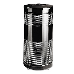 Rubbermaid Commercial Classics Perforated Open Top Receptacle, Round, Steel, 25 gal, Black (S3ETBK)