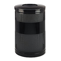 Rubbermaid Commercial Classics Perforated Open Top Receptacle, Round, Steel, 51 gal, Black (S55ETBK)