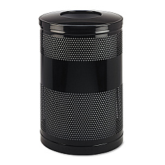Rubbermaid Commercial Classics Perforated Open Top Receptacle, Round, Steel, 51 gal, Black (S55ETBK)