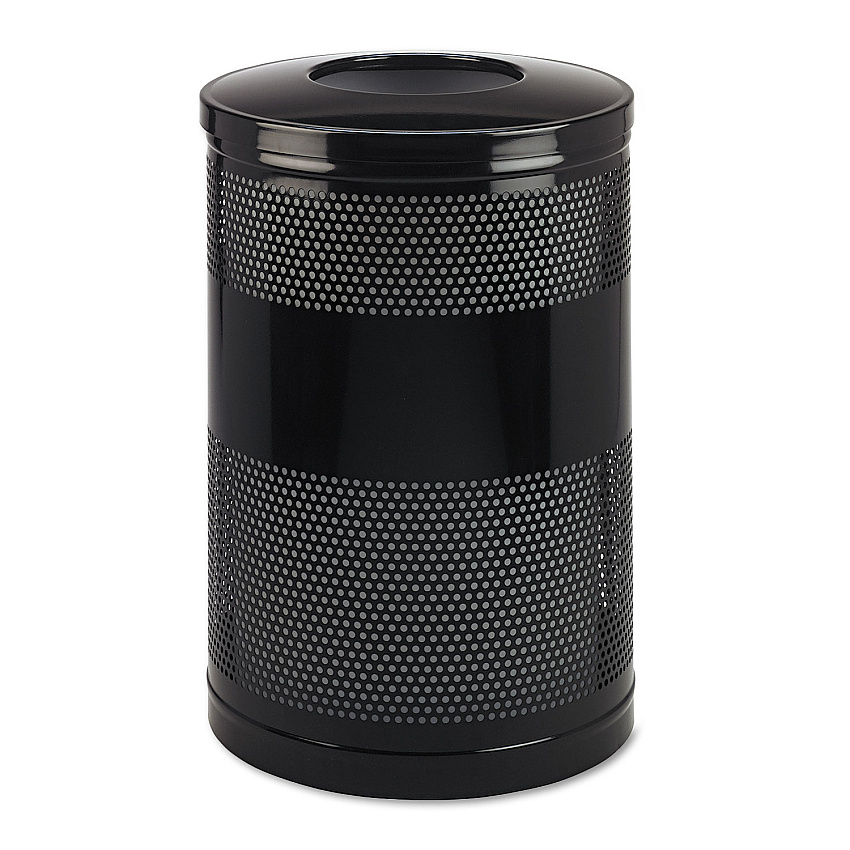 Rubbermaid Commercial Classics Perforated Open Top Receptacle, Round, Steel, 51 gal, Black (S55ETBK)