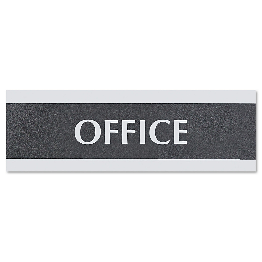Headline Century Series Office Sign, OFFICE, 9 x 3, Black/Silver (4762)