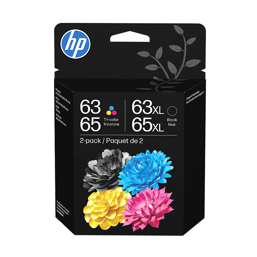 HP 63XL/ 65XL Black, 63/65 Tri-color Ink Cartridge 2-Pack B87FDAN