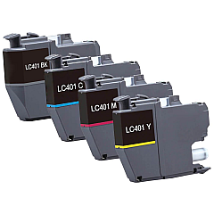 Compatible Brother LC4014PKS Standard Yield 4-Pack Ink Cartridges - Includes 1 Cartridge Each of Black, Cyan, Magenta and Yellow
