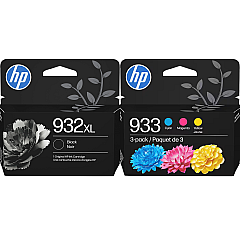 HP 932XL Black High-Yield / 933 CMY Tri-Color Ink Cartridge Bundle C84R0AN