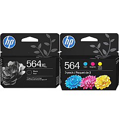 HP 564 Cyan, Magenta, Yellow / 564XL Black Ink Cartridge Bundle D84B4FN