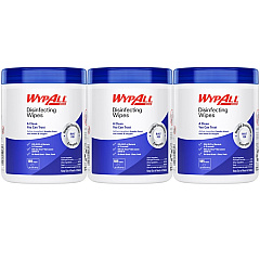 WypAll Disinfecting Wipes, 1-Ply, 5.16 x 8.5, Fresh Scent, White, 185 Sheets/Canister, 3 Canisters/Carton (54481)