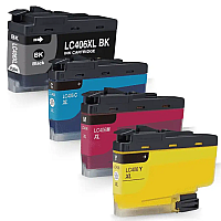 Brother LC406XL 4-Pack High Yield Ink Cartridges - Black, Cyan, Magenta, Yellow