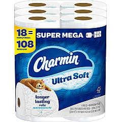 Charmin Ultra Soft Bathroom Tissue, Septic-Safe, 2-Ply, White, 336 Sheets/Roll, 18 Rolls/Carton (08473)