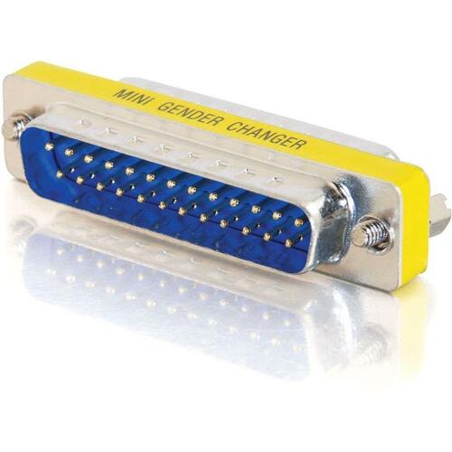 C2G DB25 M/M Mini Gender Changer (Coupler) (02776) 1 Pack - 1 x 25-pin DB-25 Male - 1 x 25-pin DB-25 Male - Yellow, Silver