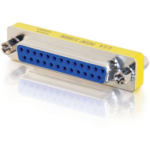 C2G DB25 F/F Mini Gender Changer (Coupler) (02774) 1 Pack - 1 x 25-pin DB-25 Female - 1 x 25-pin DB-25 Female - Silver, Yellow