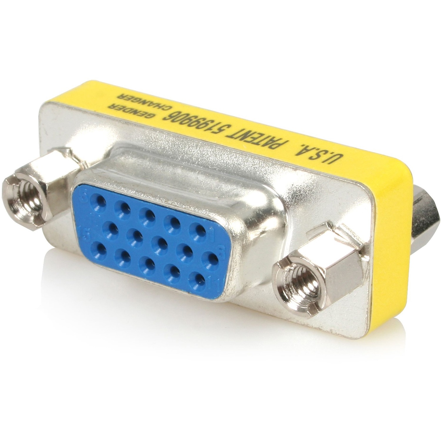 This Slimline Gender Changer (HDDB15F to HDDB15F) converts a High Density DB15 Male connector to a High Density DB15 Female connector. - VGA Gender Changer - VGA Coupler - HD15 Gender Changer