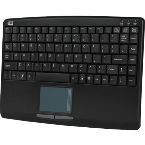 Adesso AKB-410UB Slim Touch Mini Keyboard with Built in Touchpad USB - 88 Keys - Black
