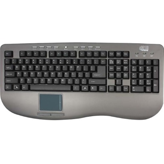 Adesso AKB-430UG Win-Touch Pro Desktop Keyboard with Glidepoint Touchpad USB - 107 Keys - Graphite