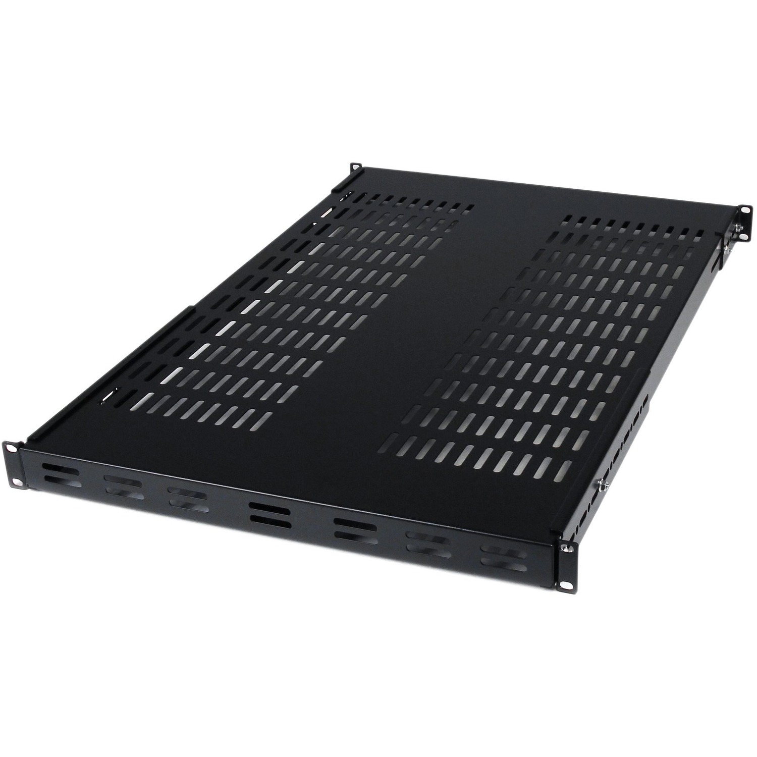 Add a sturdy adjustable mount depth shelf into almost any server rack or cabinet - Compatible with StarTech.com 4POSTRACKBK - 1U Server Rack Shelf / Adjustable Rack Mount Shelf - 175lbs (80kg) Weight capacity - 27.6in (700mm) deep shelf - Mounting depth adjustable from 19.5-38.3in (495-974mm) - Universal rack shelf fits all standard 19in wide server racks or cabinets - High-capacity shelf for storing networking devices KVM switches tools and equipment in your server room or office
