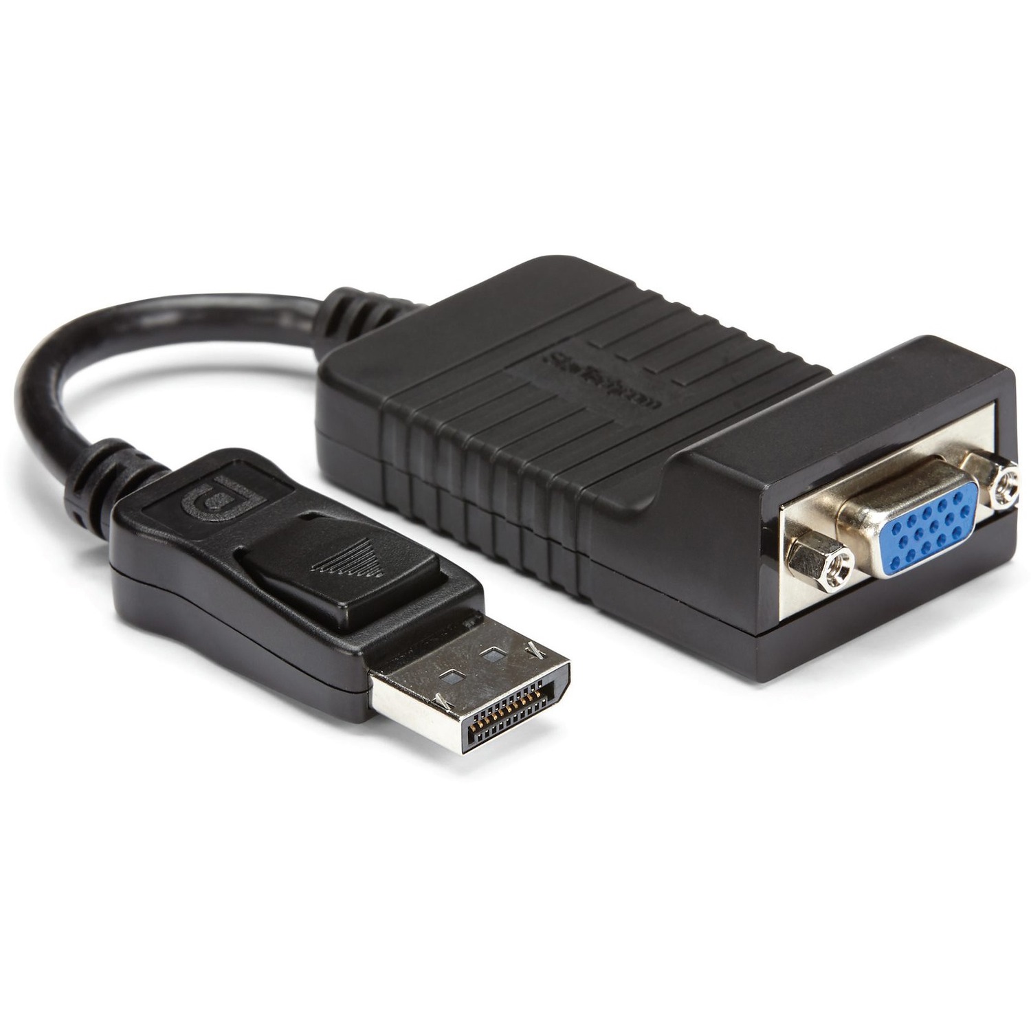 Active DisplayPort to VGA adapter connects VGA monitor 2048x1280/1920x1200/1080p @ 60Hz; DP 1.2 HBR2; EDID/DDC - DP to VGA adapter for DP/DP++ source w/standard DP connector - Durable DP to VGA video converter w/latching DP connector - OS independent
