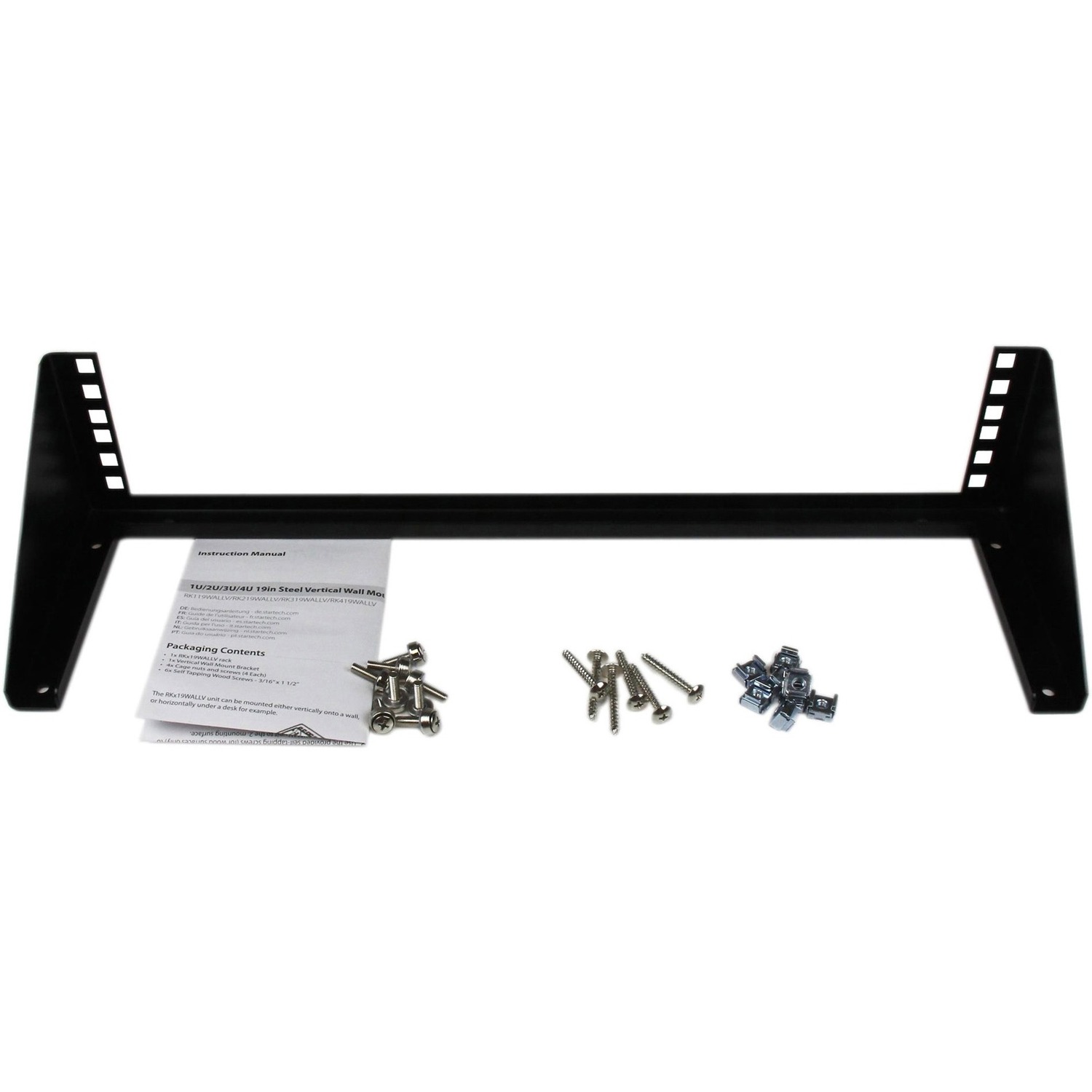 StarTech 2U 19in Steel Vertical Wall Mount Equipment Rack Bracket (RK219WALLV) Mount a server, network or telecommunications device vertically with this 2U wall-mountable rack - wall mount rack - wallmount rack - vertical wall mount rack - vertical wall mount bracket - 2u wall mount rack