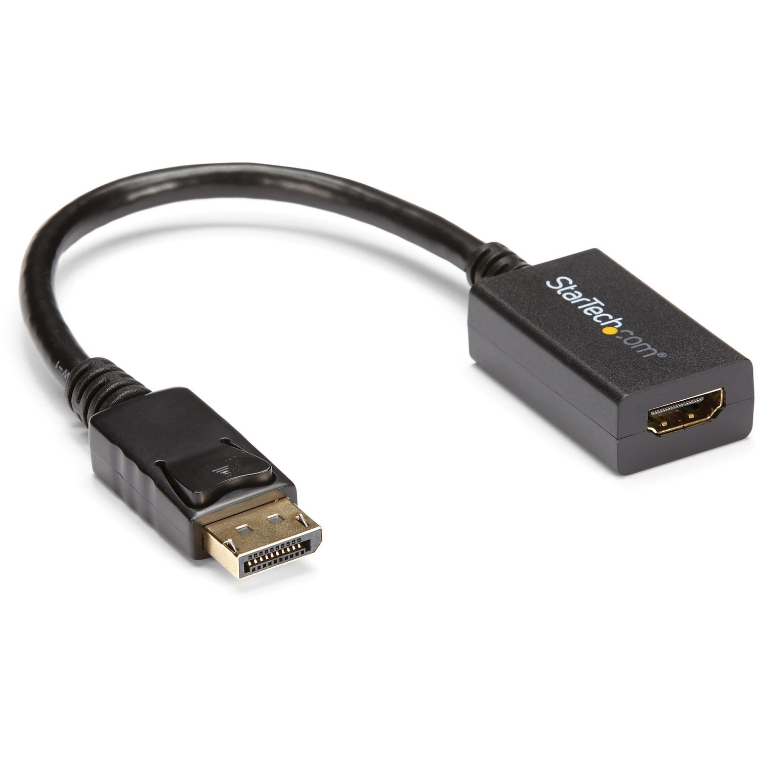 Passive DisplayPort to HDMI adapter - 1080p/7.1 Audio/HDCP 1.4/DP 1.2 - Connects DP source to an HDMI display/monitor/projector - 8in cable - Compact DP to HDMI adapter - Supports DP++ source - Video converter w/latching DP connector - OS Independent