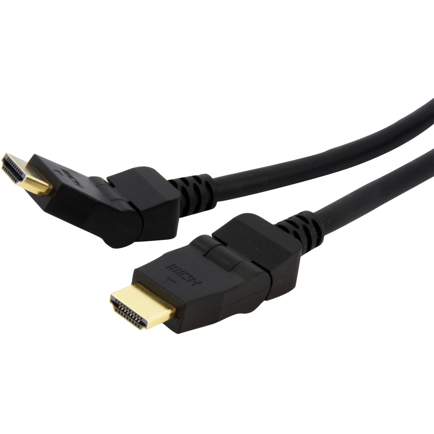 6ft/1.83m HDMI 1.4b cable; 4K (3840x2160p 30H)/Full HD 1080p/10.2 Gbps bandwidth/8Ch Audio - Pivoting/swiveling/rotating connectors; for narrow spaces/tight angle - 28AWG wire - For home office/classroom; laptop/workstation; UHD/4K monitor/projector
