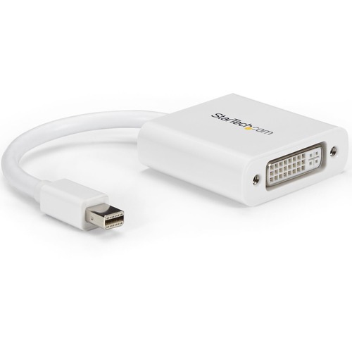 White Passive Mini DP to DVI-I (digital only DVI-D) single-link converter supports 1920x1200/1080p 60Hz video; mDP 1.2 HBR2; EDID/DDC - mDP++ source to DVI monitor/display - Mini DisplayPort to DVI adapter works with Thunderbolt 1/2 - OS independent