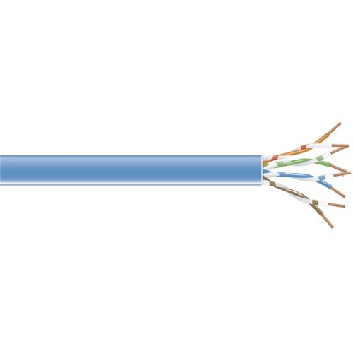1000 ft Category 6 Network Cable for Network Device - First End: Bare Wire - Second End: Bare Wire - CM - 24 AWG - Blue