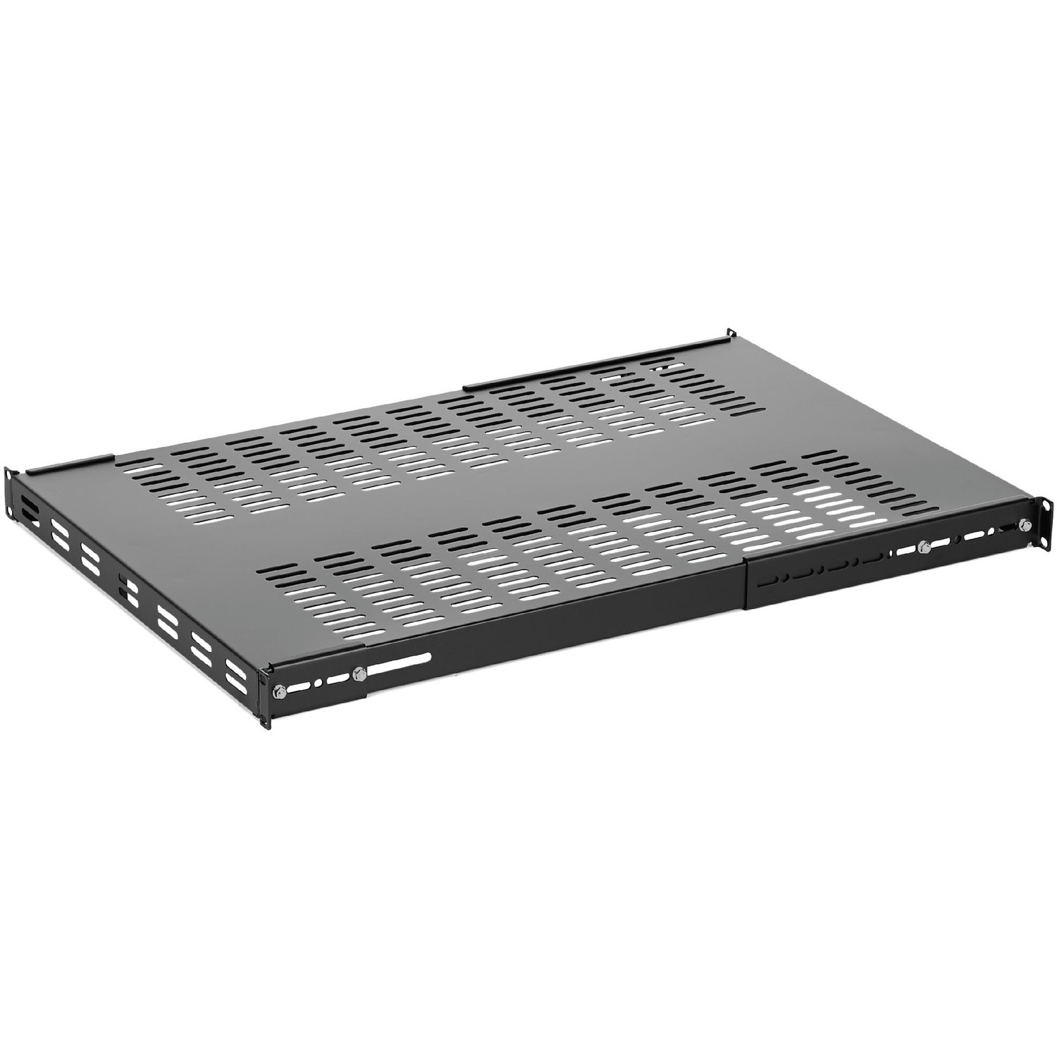 Add a high capacity, adjustable depth vented shelf into almost any server rack or cabinet - Adjustable Mounting Depth Rack Mount Shelf - Rackmount Shelf - Server Rack Shelf - Fixed Rack Shelf - 1U Shelf - 250lbs / 110kg Weight Capacity